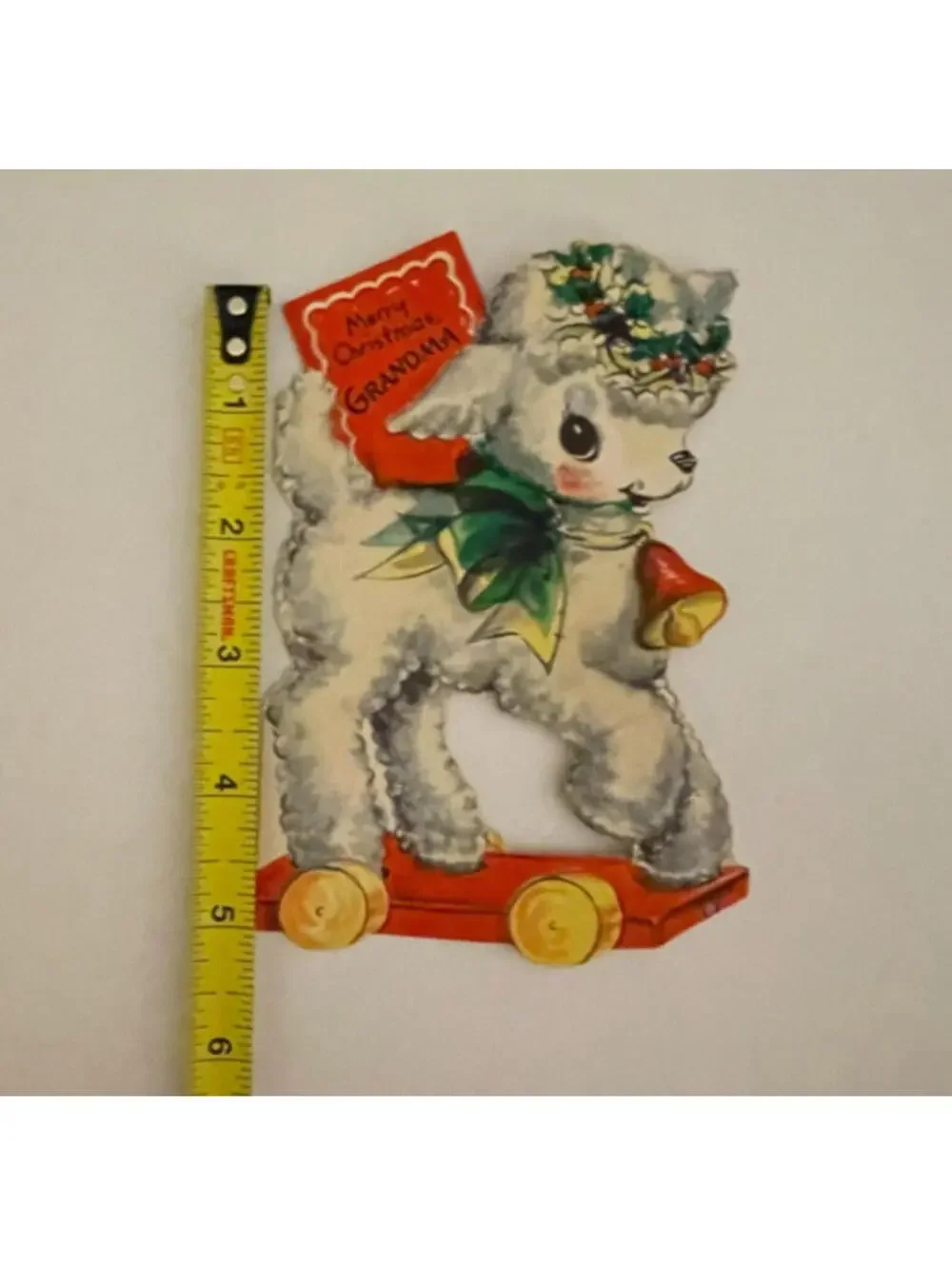 Merry Christmas Grandma Little Felt Lamb Card Christmas Card Vtg Card Hallmark